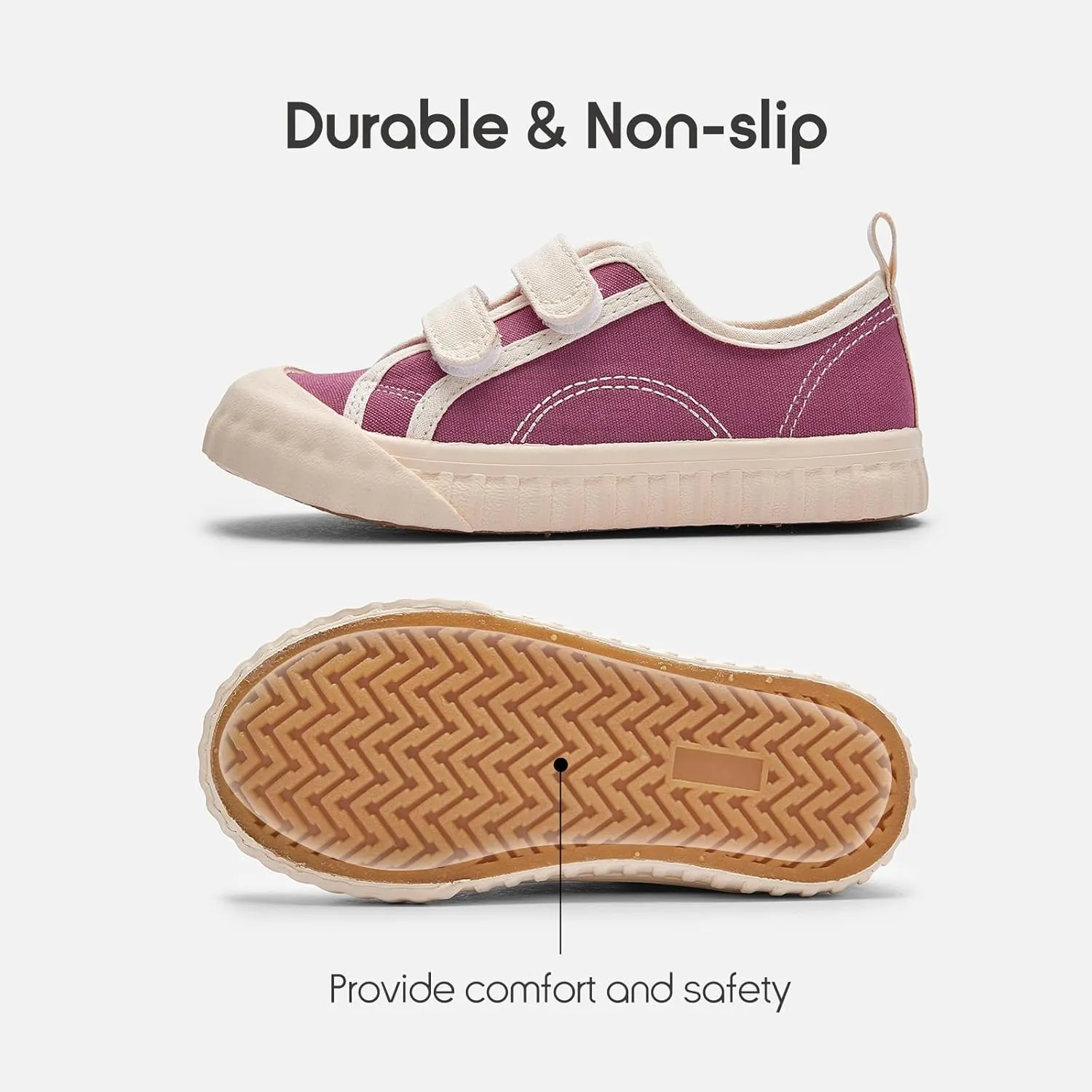 Balabala Toddler Sneakers for Boys and Girls Dual Hook and Loops Sneakers Slip On Canvas Shoes Soft and Durable