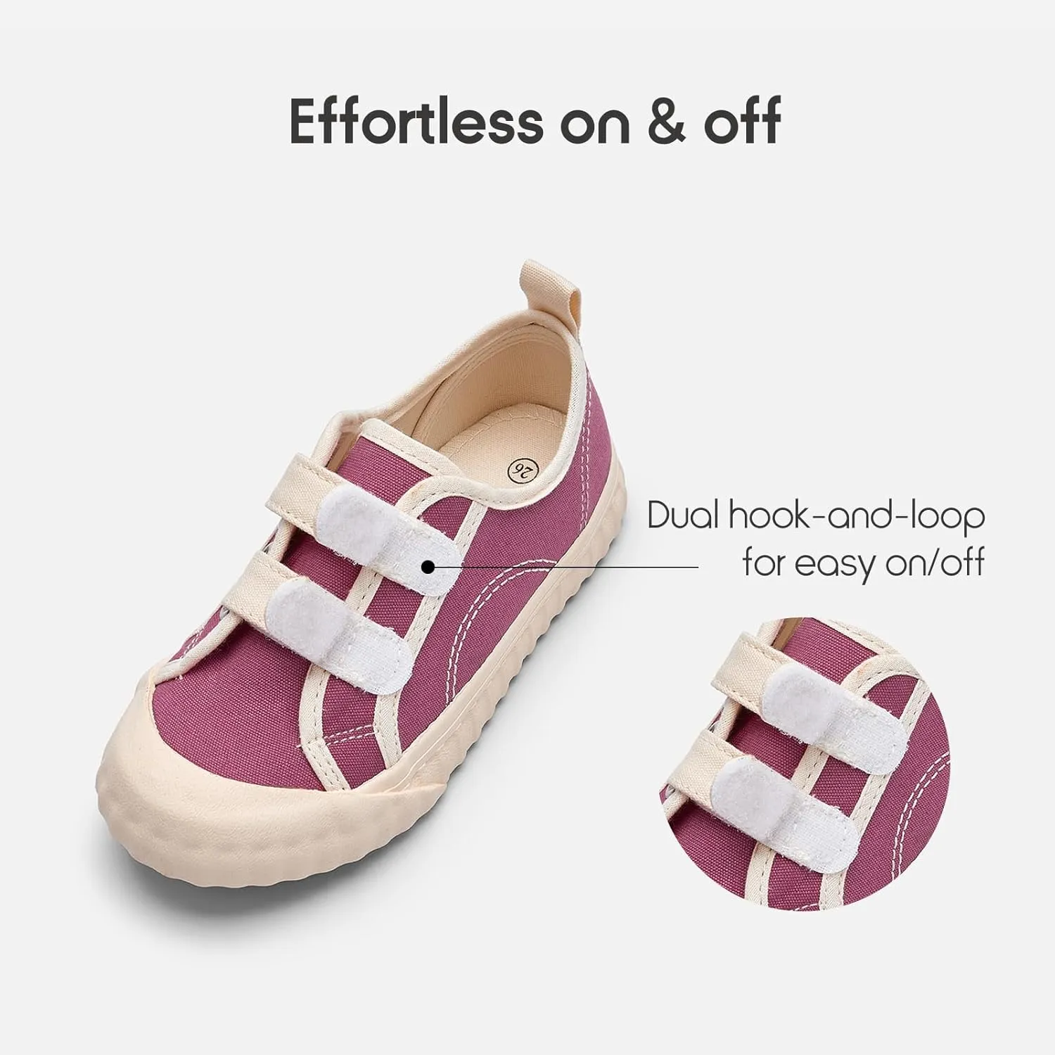 Balabala Toddler Sneakers for Boys and Girls Dual Hook and Loops Sneakers Slip On Canvas Shoes Soft and Durable