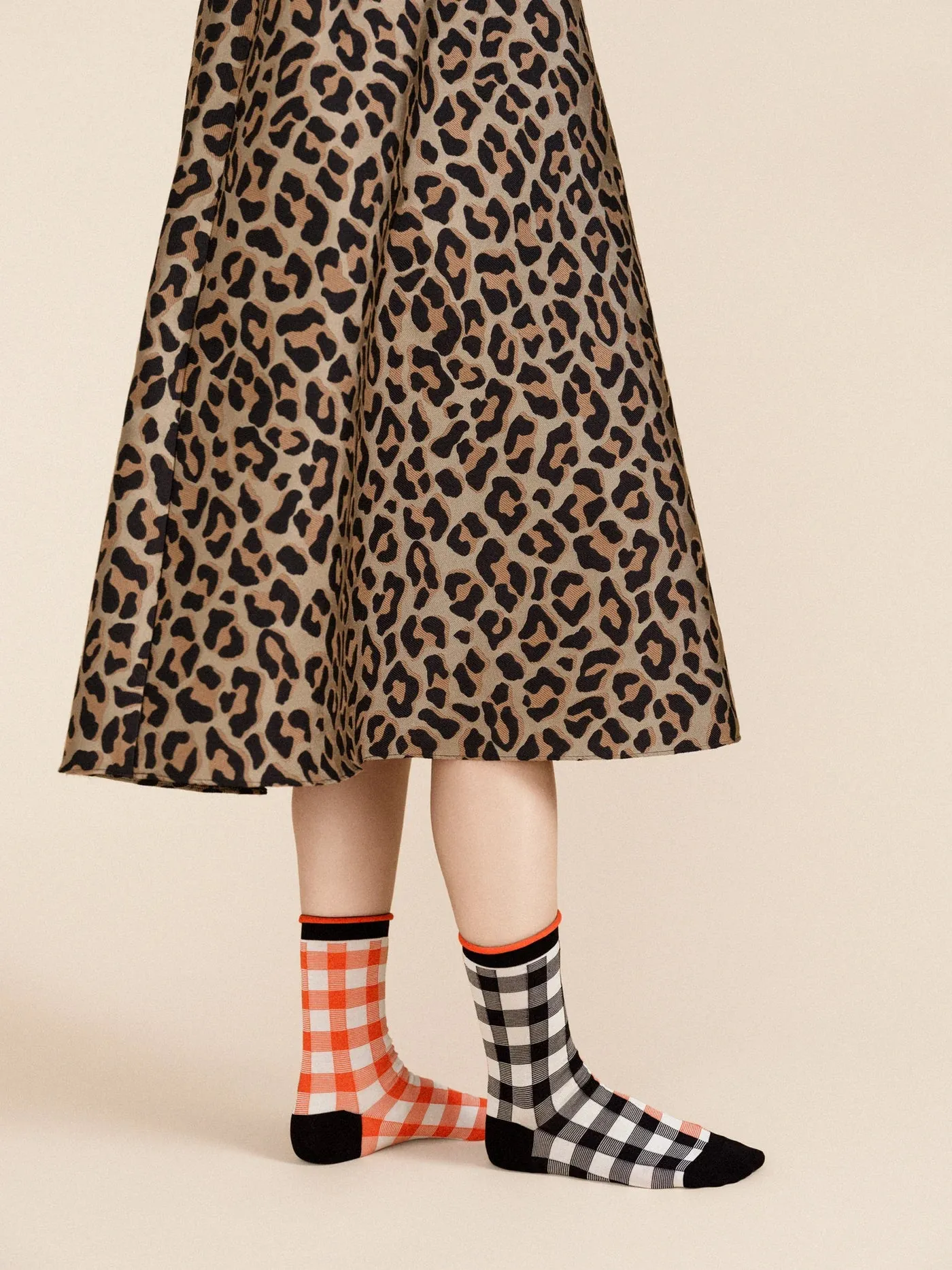 Colorblock Gingham Crew Red