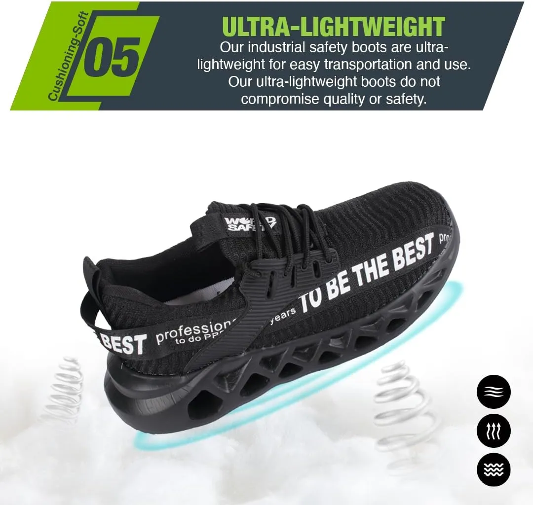 Comfortable, Ultra Lightweight and Durable Steel Toe Shoes for Men and Women - Safety Shoes with Ergonomic Design, Composite Toe Shoes, Puncture and Shockproof. Breathable and Fashionable Steel Toe Sneakers for men Work with Safety