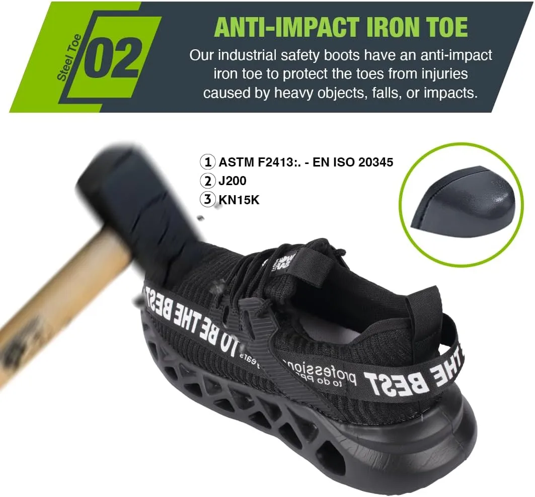 Comfortable, Ultra Lightweight and Durable Steel Toe Shoes for Men and Women - Safety Shoes with Ergonomic Design, Composite Toe Shoes, Puncture and Shockproof. Breathable and Fashionable Steel Toe Sneakers for men Work with Safety