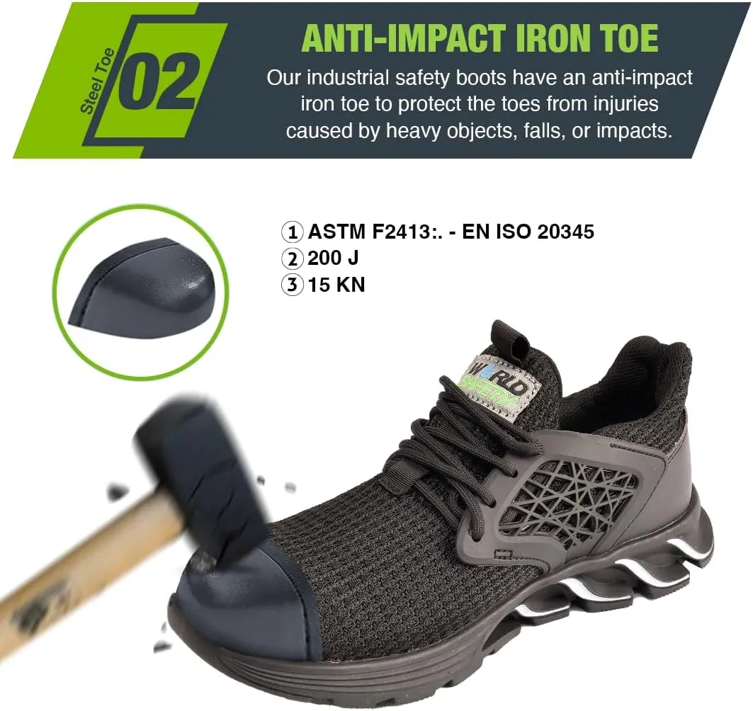 Comfortable, Ultra Lightweight and Durable Steel Toe Shoes for Men and Women - Safety Shoes with Ergonomic Design, Composite Toe Shoes, Puncture and Shockproof. Breathable and Fashionable Steel Toe Sneakers for men Work with Safety