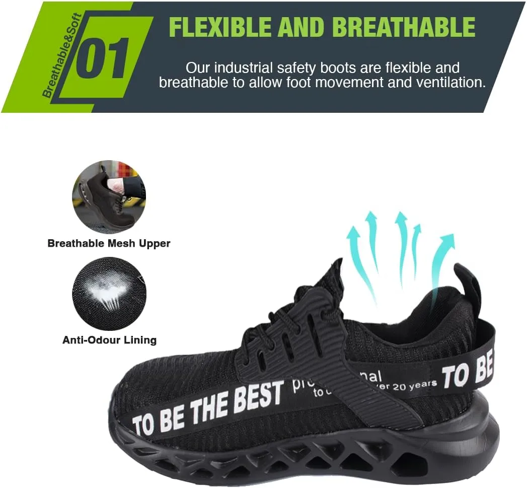 Comfortable, Ultra Lightweight and Durable Steel Toe Shoes for Men and Women - Safety Shoes with Ergonomic Design, Composite Toe Shoes, Puncture and Shockproof. Breathable and Fashionable Steel Toe Sneakers for men Work with Safety