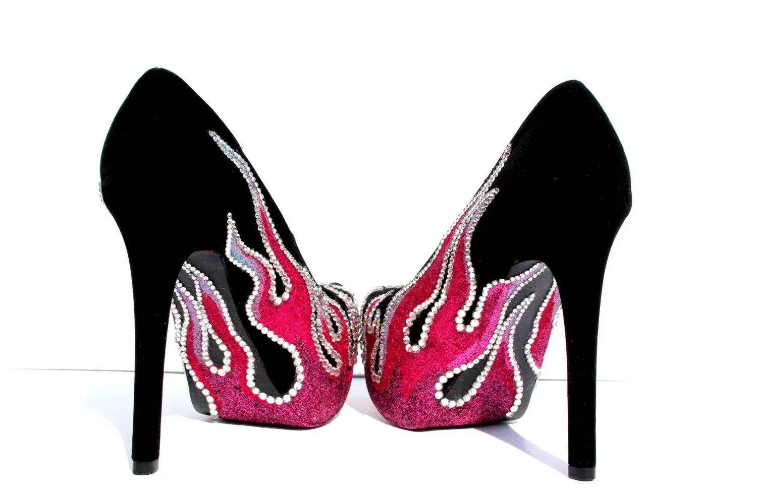 Crystal Skull & Pink Flame Heels