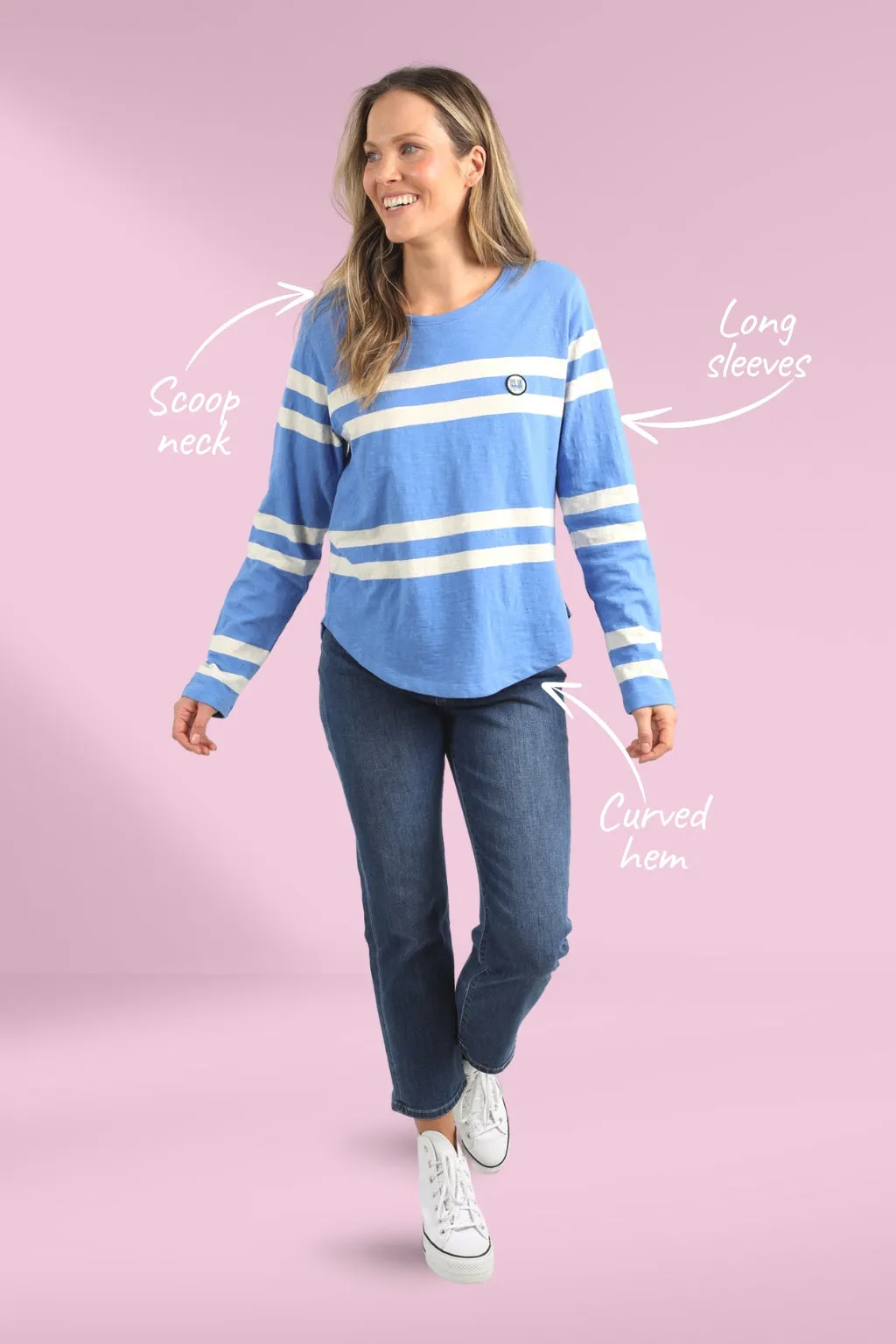 Elm Allegra Long Sleeve Tee Cerulean Blue