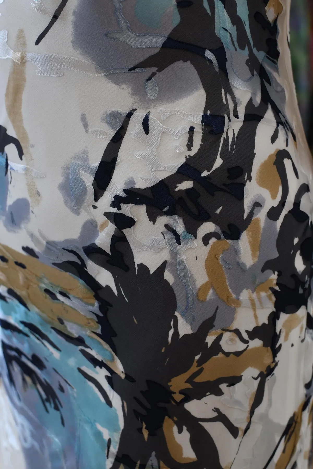 Godske White Cowl Neck Abstract Print Dress- 18778 1127 12