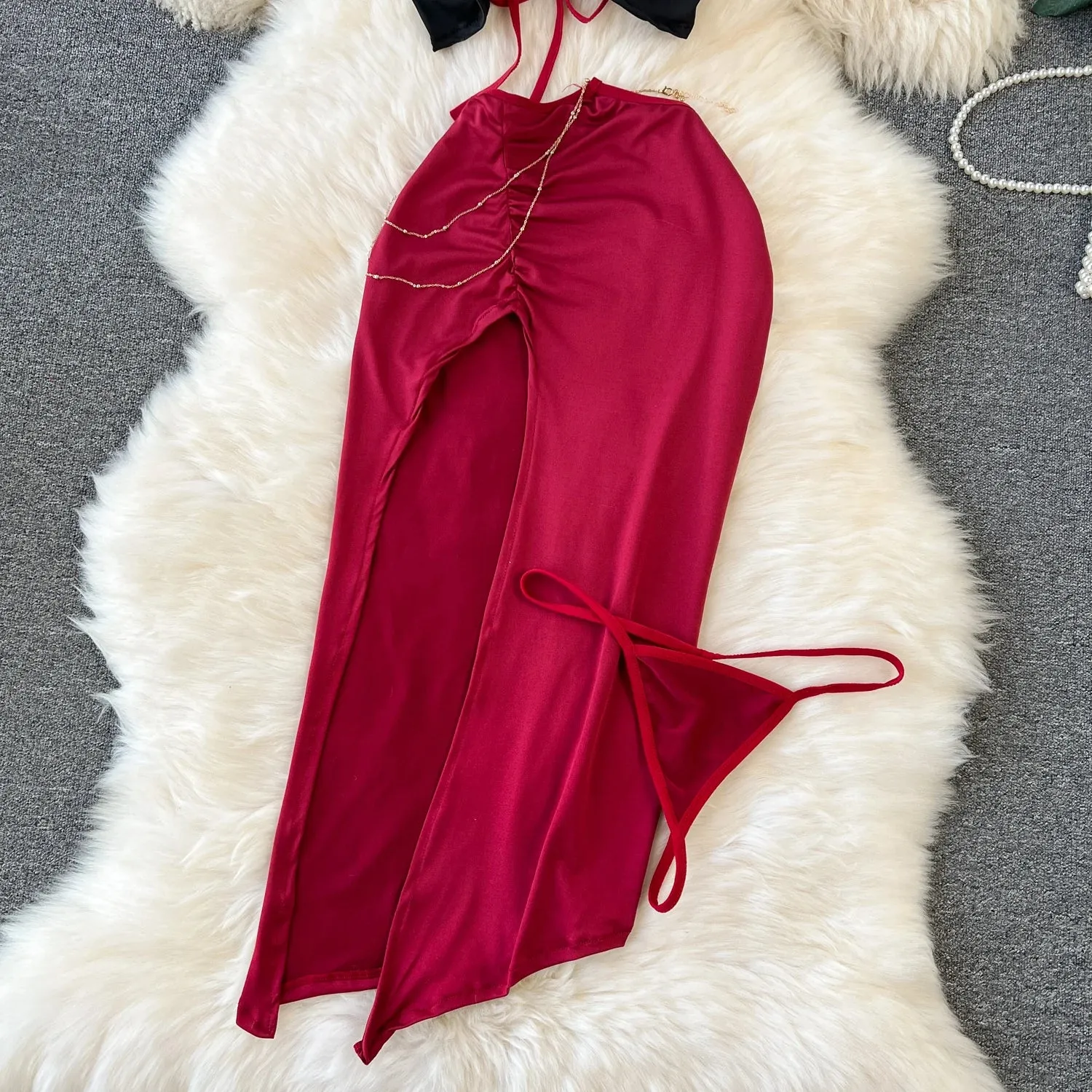 Halter Crop & Slit Skirt Set