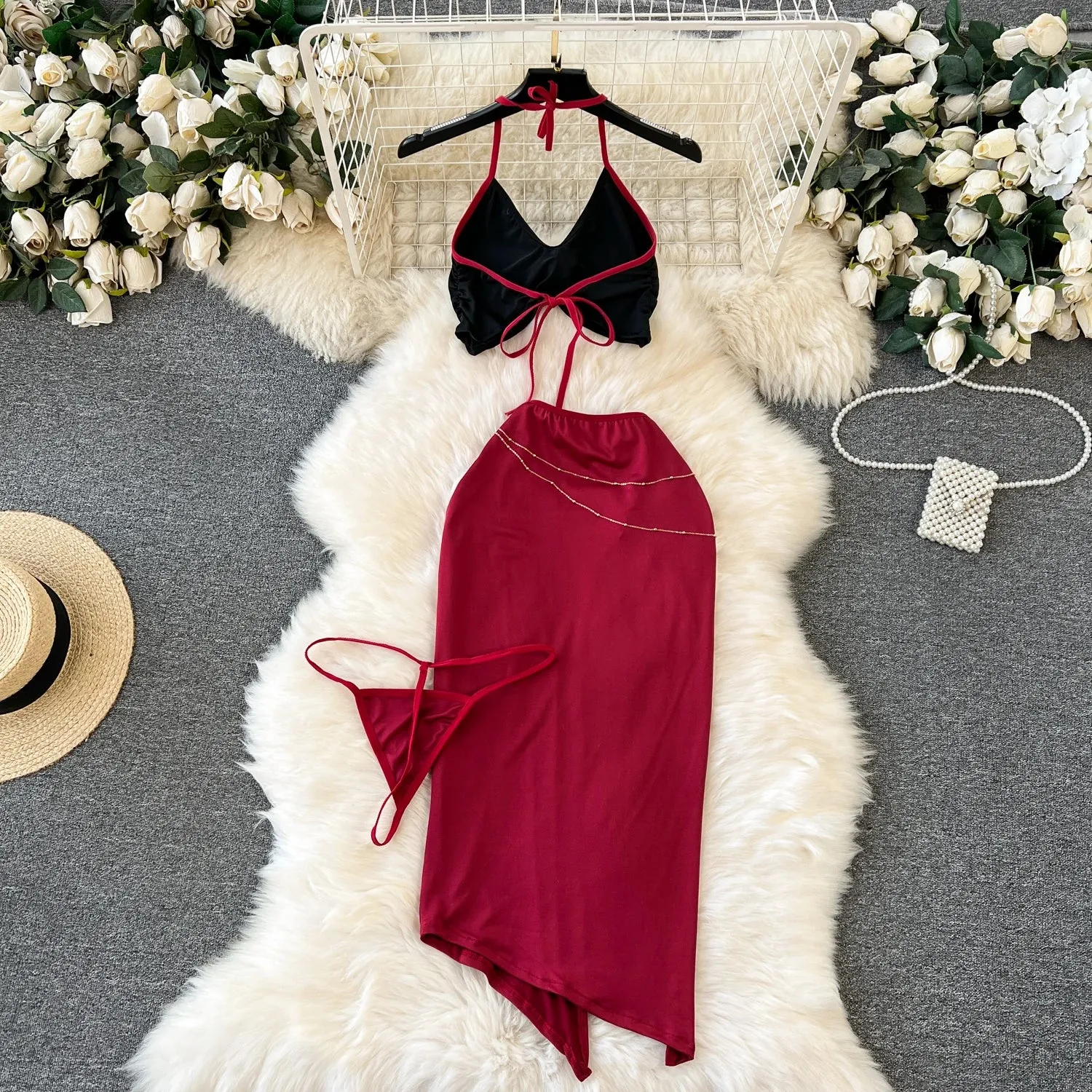Halter Crop & Slit Skirt Set