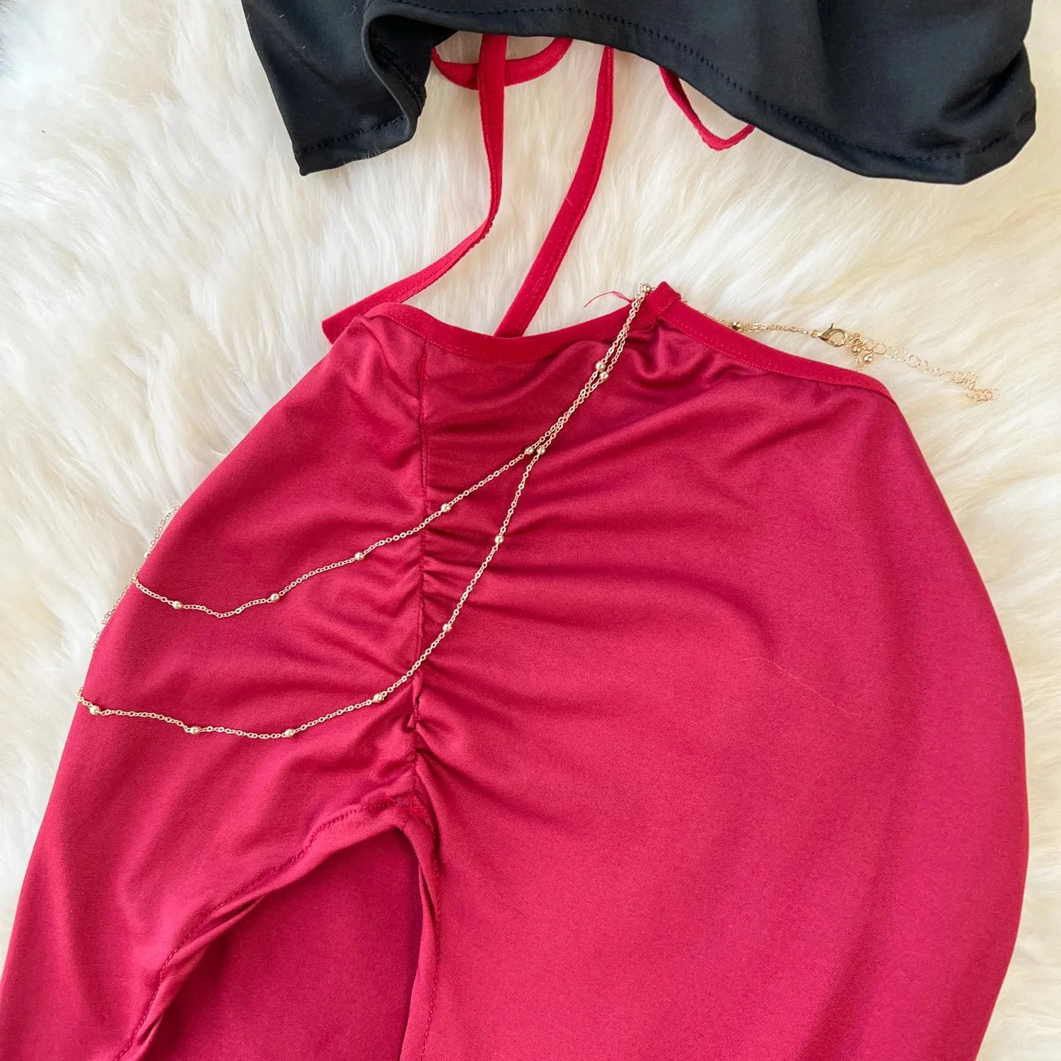 Halter Crop & Slit Skirt Set