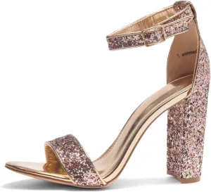 Herstyle Womens Chunky Block Heels  Open Toe Ankle Strap Sandals, 3.75 Inch High Heels for Wedding, Party & Dressy Occasions  Comfortable Strappy Dress Shoes