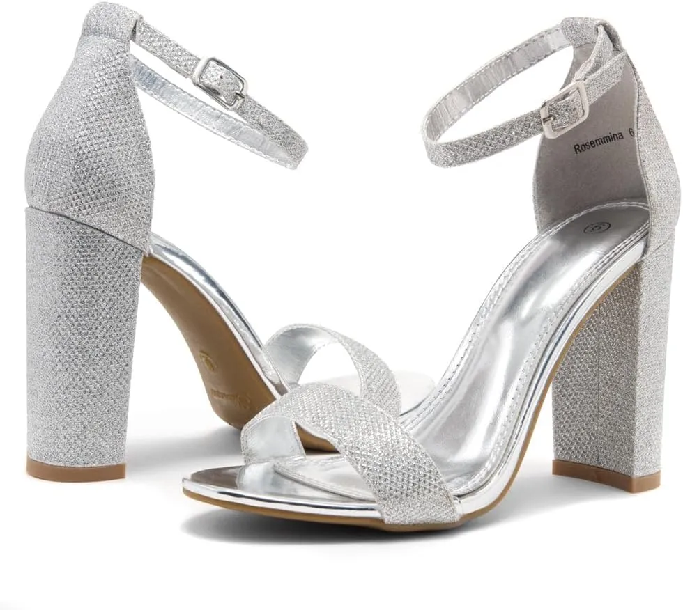 Herstyle Womens Chunky Block Heels  Open Toe Ankle Strap Sandals, 3.75 Inch High Heels for Wedding, Party & Dressy Occasions  Comfortable Strappy Dress Shoes