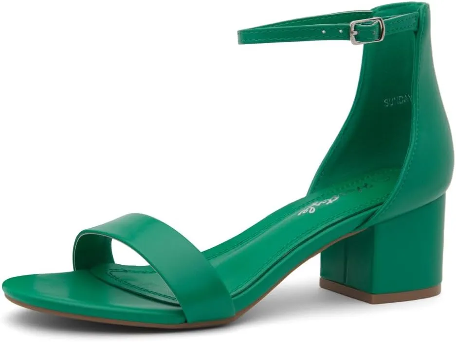 Herstyle Womens Low Heels  Open Toe Chunky Block Heeled Sandals with Ankle Strap | Comfortable Dressy Short Heels for Prom, Wedding, Party & Office