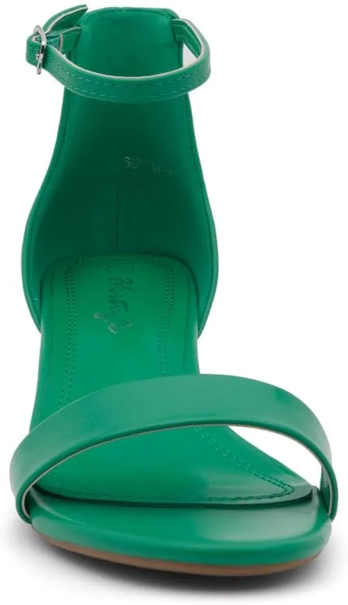 Herstyle Womens Low Heels  Open Toe Chunky Block Heeled Sandals with Ankle Strap | Comfortable Dressy Short Heels for Prom, Wedding, Party & Office