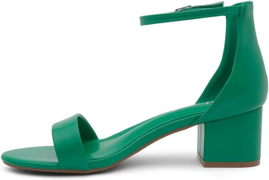 Herstyle Womens Low Heels  Open Toe Chunky Block Heeled Sandals with Ankle Strap | Comfortable Dressy Short Heels for Prom, Wedding, Party & Office