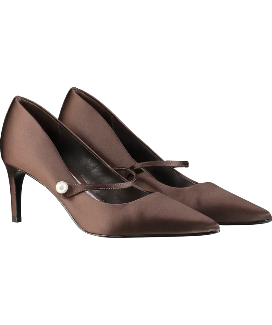 Hobbs Brown Blake Mary Jane Satin Pearl Detail Courts UK 8 EU 41 