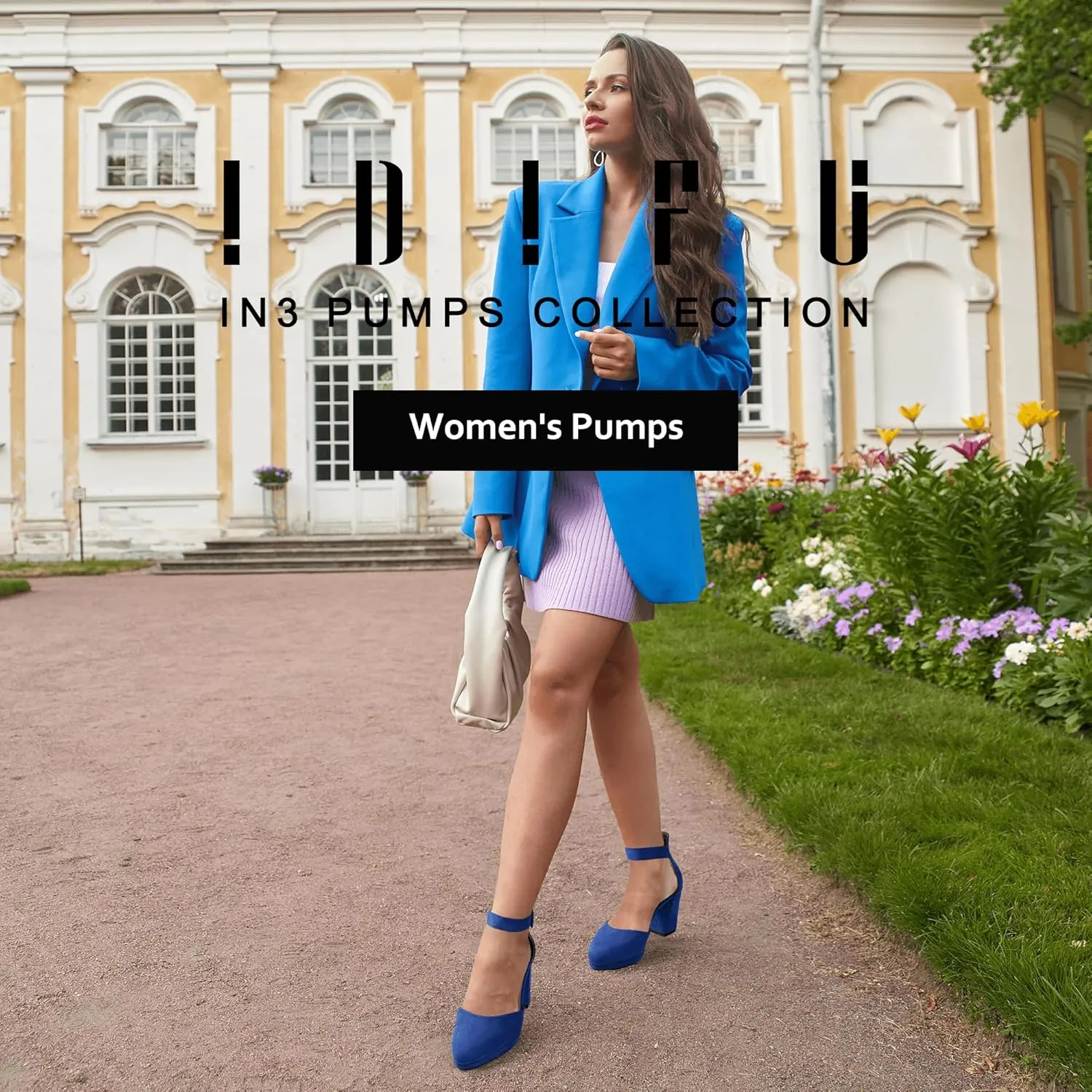 IDIFU IN3 Women's Chunky Block Heels Dress Shoes for Women - Dressy Wedding Bridal Prom Shoes - Pointed Toe Ankle Strap Comfortable Short Thick Heels
