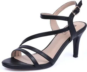 IDIFU Women's Black Nude White Silver Heels for Women Dress Kitten Heels Strappy Open Toe Heels Sandals Wedding Evening Party Shoes for Women Ladies Bridal