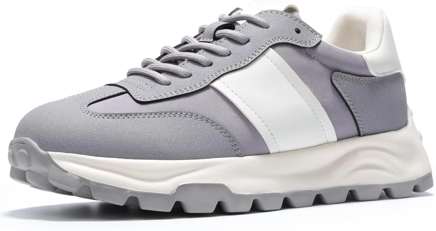 IXU Womens Sneakers Fashion Lightweight Tennis Sneakers for Women Fashion Walking Leather Suede Lace Up Non-Slip Casual Womens Shoes Comfortable Shoes