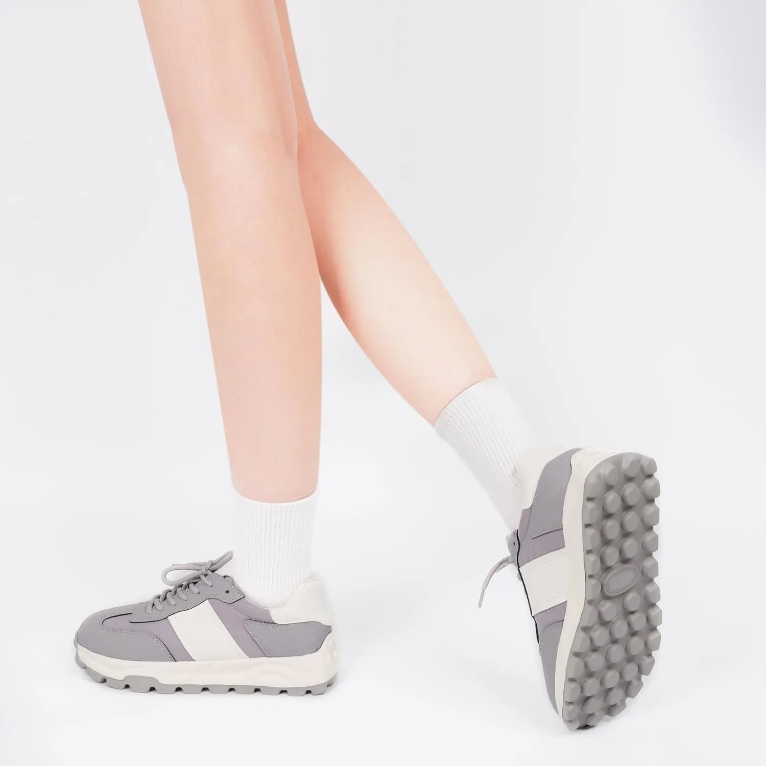 IXU Womens Sneakers Fashion Lightweight Tennis Sneakers for Women Fashion Walking Leather Suede Lace Up Non-Slip Casual Womens Shoes Comfortable Shoes
