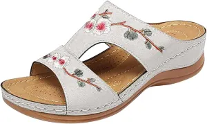 Ladmiple Sandals Women 2023 Fashion Floral Orthopedic Flip Flops with Arch Support Slippers Roman Casual Open Toe Sandal