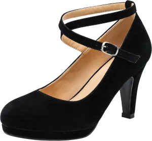 LIURUIJIA Women's Platform High Heels Sexy Cross Ankle Strap Pumps Wedding Work Party Dress Shoes
