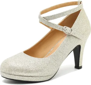 LIURUIJIA Women's Platform High Heels Sexy Cross Ankle Strap Pumps Wedding Work Party Dress Shoes