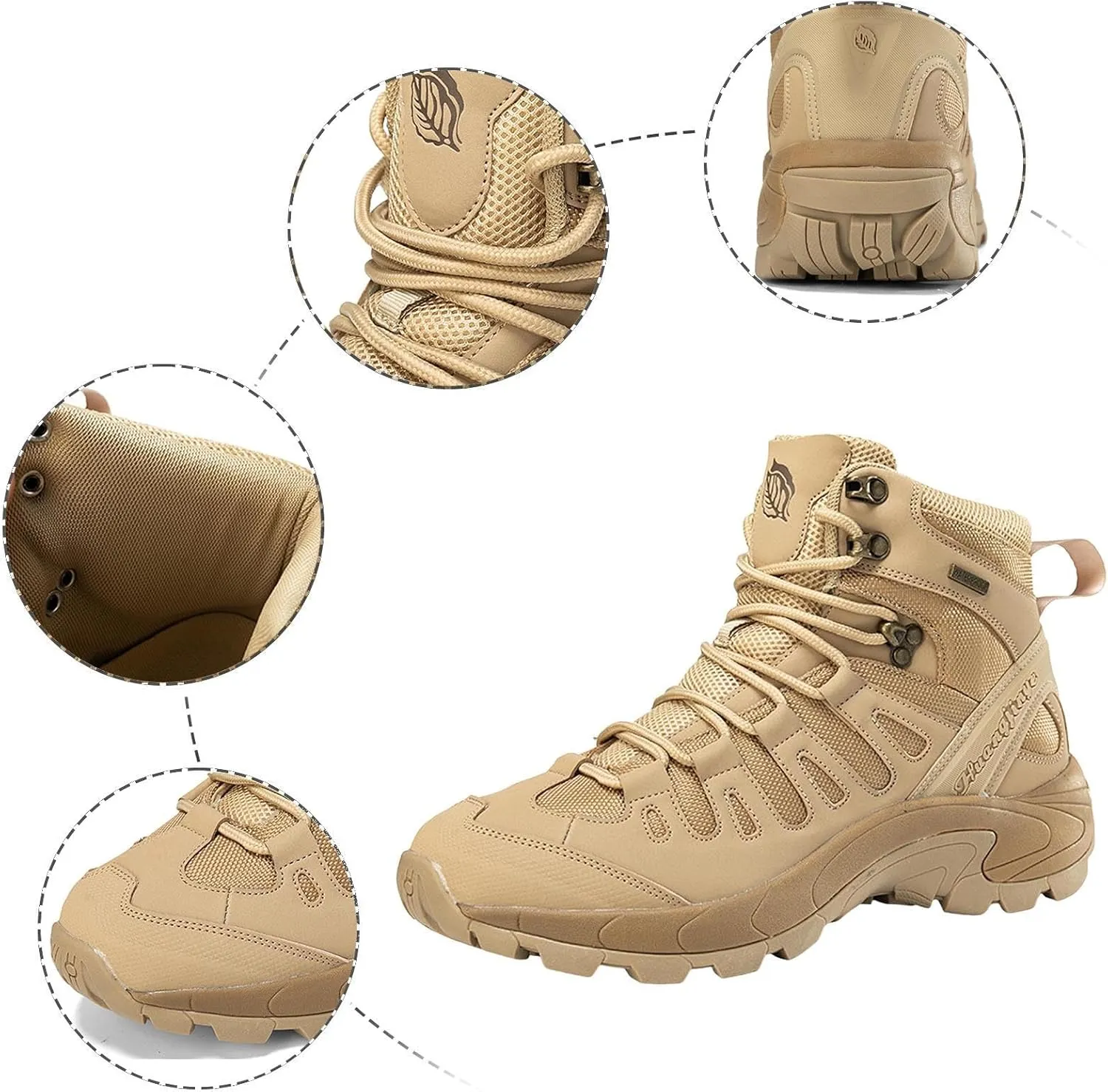 Men's Hiking Shoes Non Slip Water proof Trekking Outdoor Training Boots Fashionable Simple Solid Color Thick Sole Comfortable Lace Up Casual Winter Ankle Boots