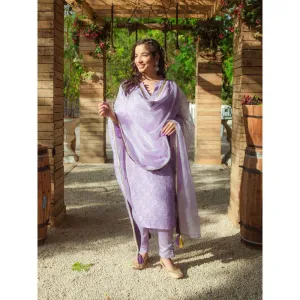 MONK & MEI Malak Straight Chikankari Kurta (Set of 3)