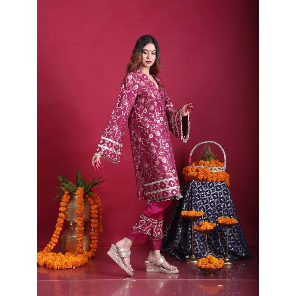 MONK & MEI Meena-Pakistani Kurta-Plum Magenta (Set of 2)