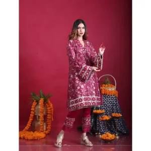 MONK & MEI Meena-Pakistani Kurta-Plum Magenta (Set of 2)