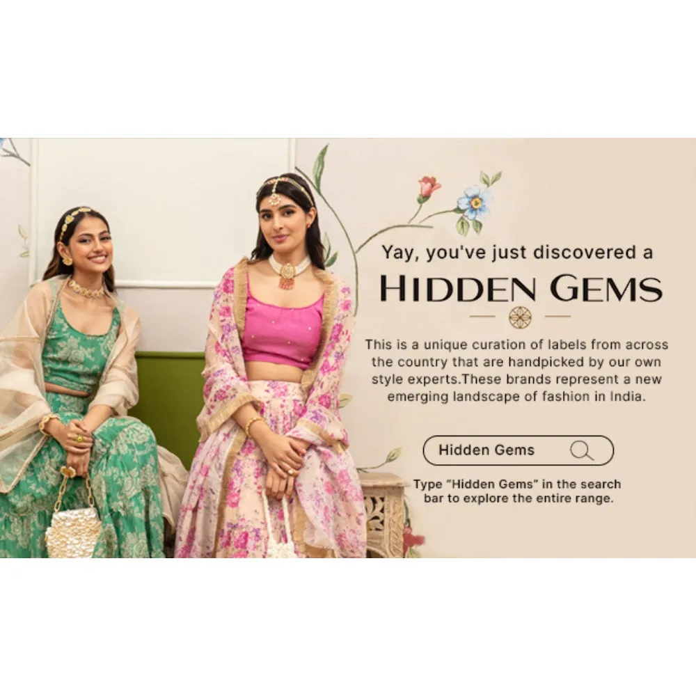 Monk & Mei Sultana-Saree With Stitched Blouse- Maroon