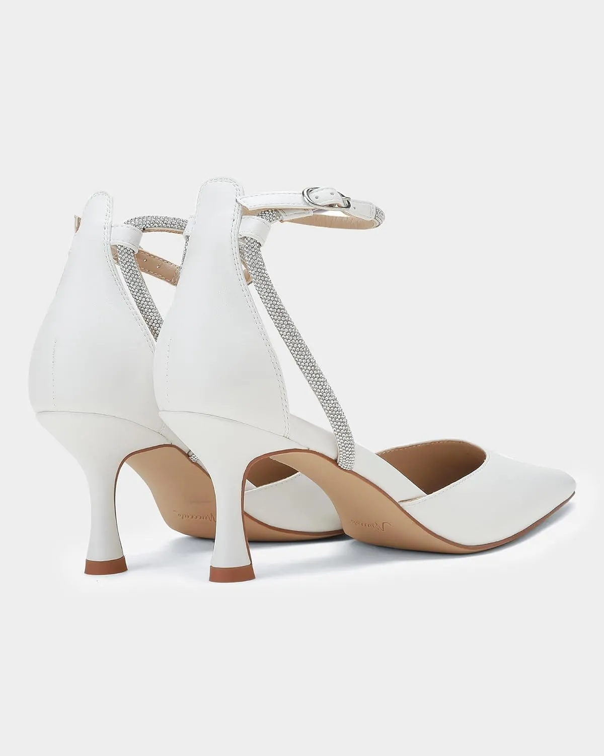MUCCCUTE Kitten Heels for Women Closed Pointed Toe Heels Rhinestone Ankle Strap Elegant Comfortable Dressy Wedding Party Work Pumps
