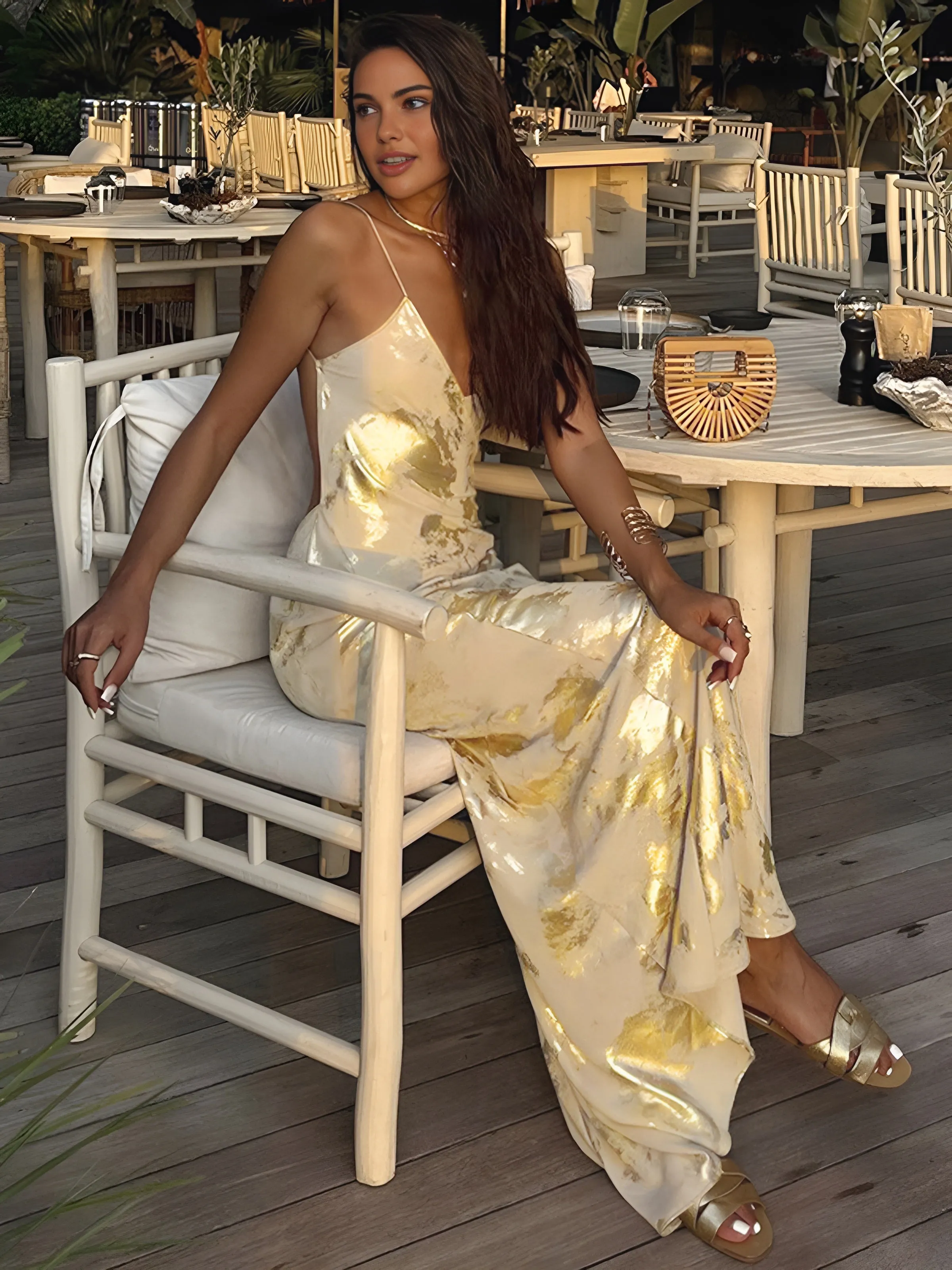 Nora Metallic Maxi Dress