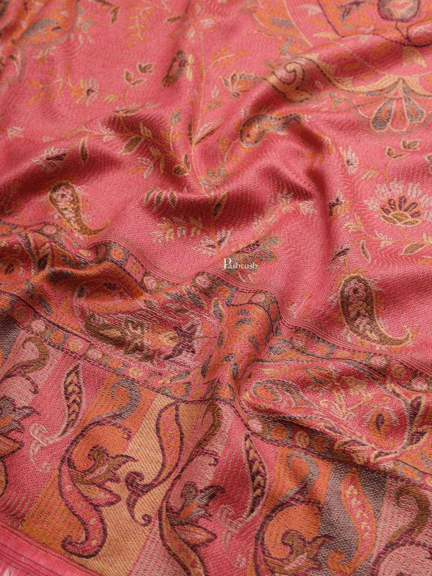 Pashtush Womens, Faux Pashmina, Paisley Woven Jamawar Woven, Rose