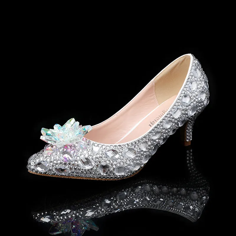 Pointed-toe High Heel Crystal Studded Evening Women's Shoes
