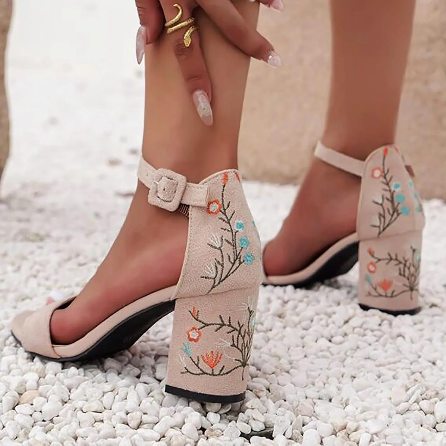 Pumps Shoes High Heels for Women Casual Chunky Sexy Open Toe Ankle Strap Work Shoes Dress Sandals Dating