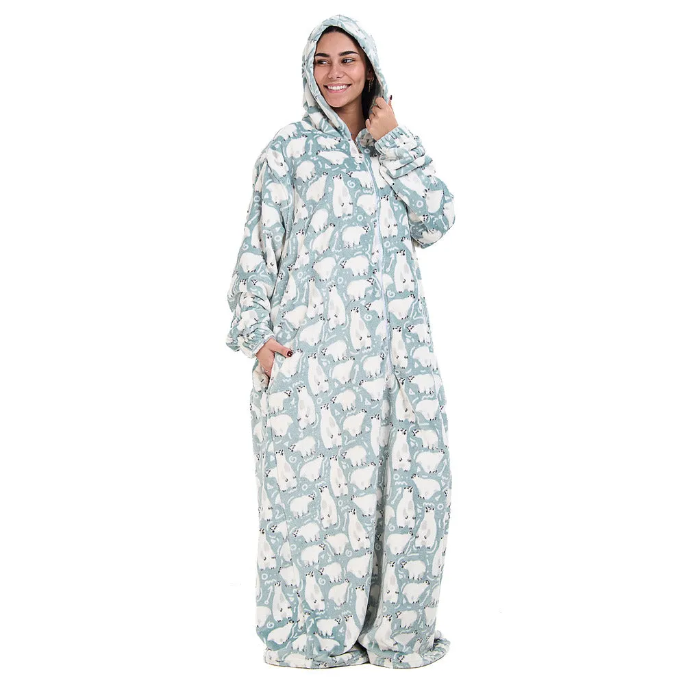 Snuggs Monk Wearable Blanket Polar Bear Mint
