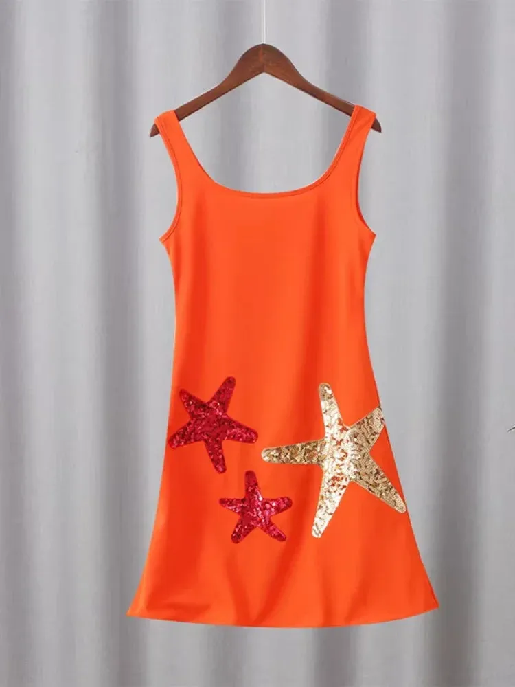 Star Print Ruffle Dress