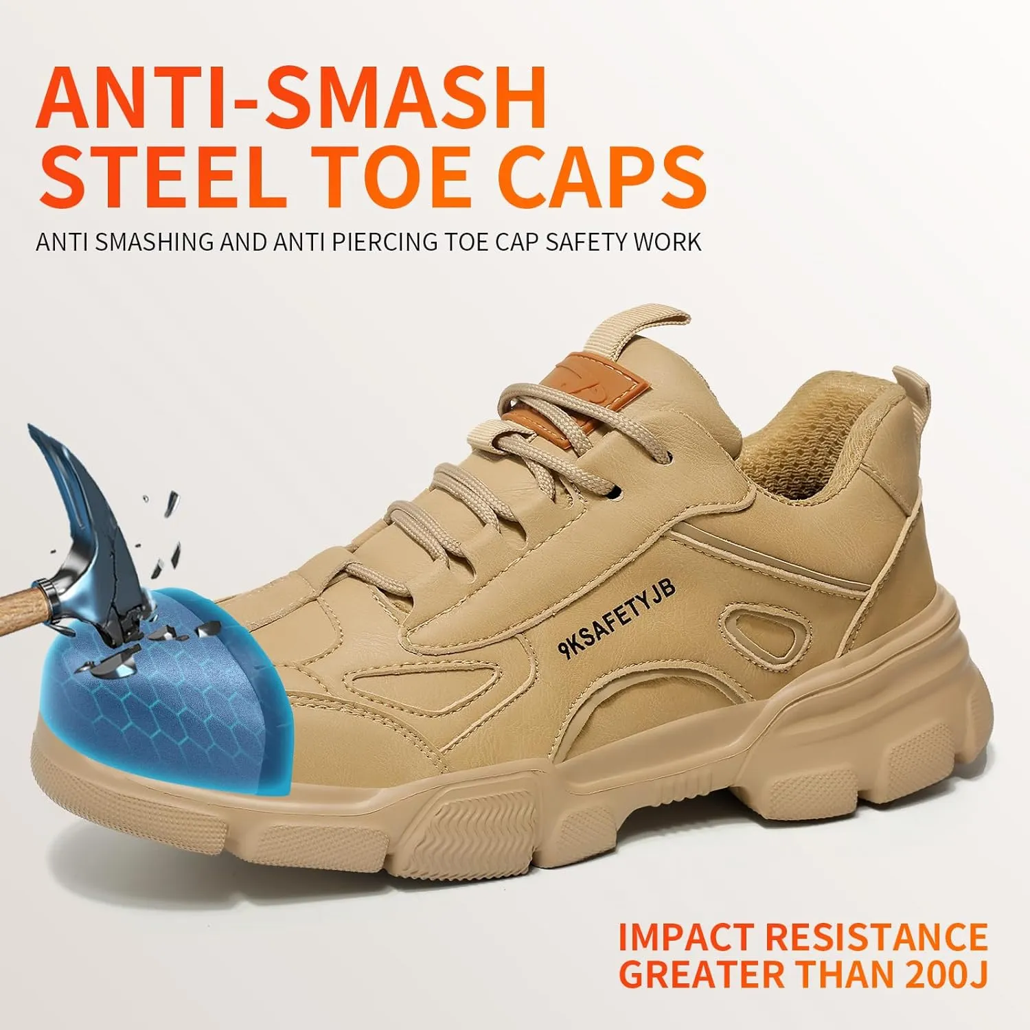 Steel Toe Shoes for Men Puncture Proof Indestructible Industry Construction Work Shoes Lightweight Comfortable Breathable Steel Toe Safety Sneakers