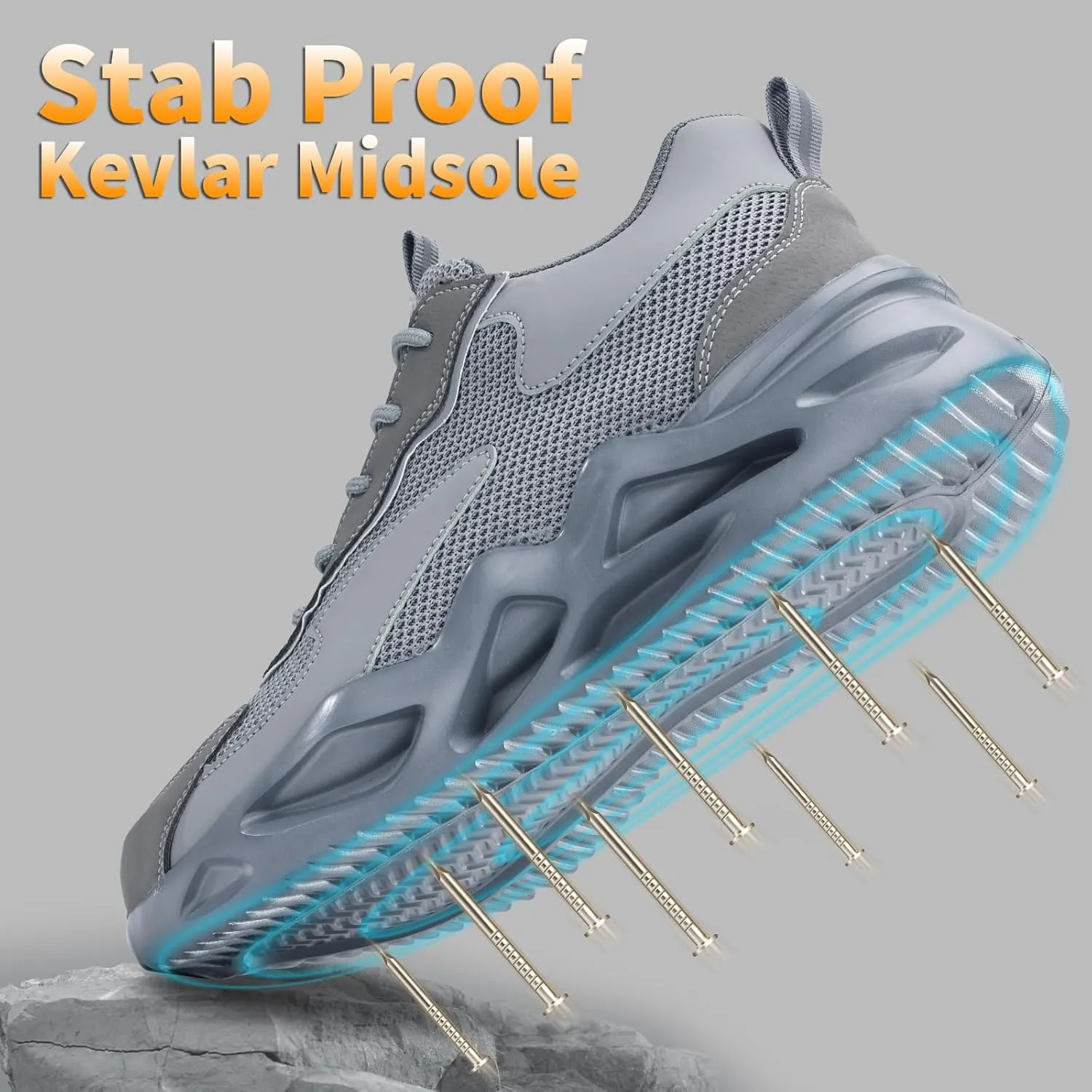 Steel Toe Shoes for Men Women Lightweight Work Shoes Comfortable Steel Toe Sneakers Indestructible Safety Sneakers Construction Tennis Shoe Smash Puncture Proof Unisex