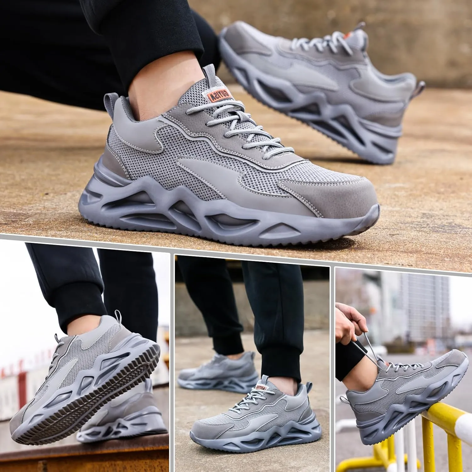 Steel Toe Shoes for Men Women Lightweight Work Shoes Comfortable Steel Toe Sneakers Indestructible Safety Sneakers Construction Tennis Shoe Smash Puncture Proof Unisex