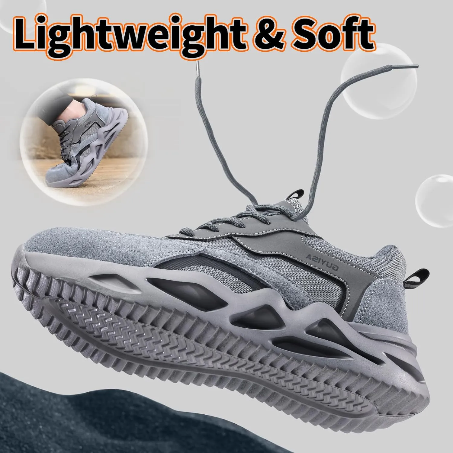 Steel Toe Shoes for Men Women Lightweight Work Shoes Comfortable Steel Toe Sneakers Indestructible Safety Sneakers Construction Tennis Shoe Smash Puncture Proof Unisex