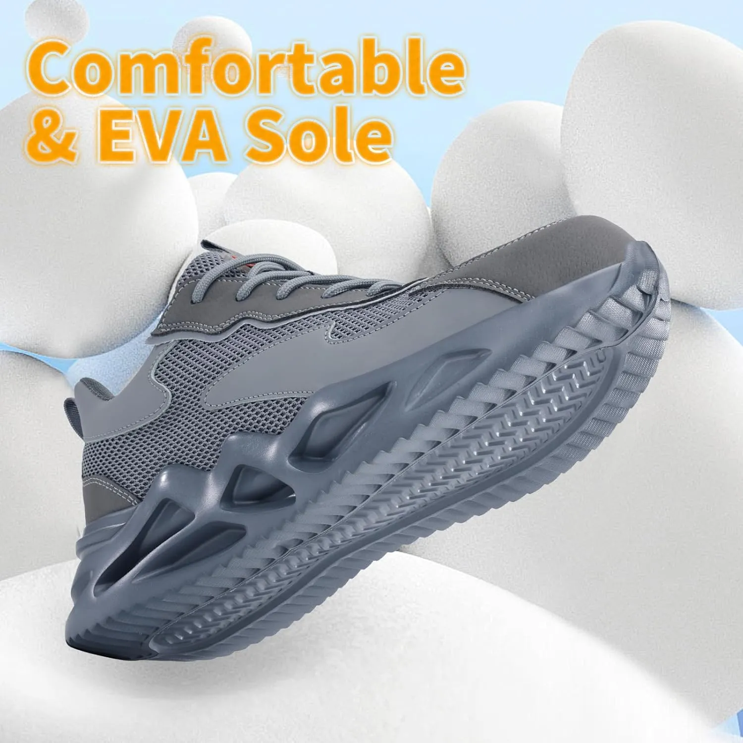 Steel Toe Shoes for Men Women Lightweight Work Shoes Comfortable Steel Toe Sneakers Indestructible Safety Sneakers Construction Tennis Shoe Smash Puncture Proof Unisex