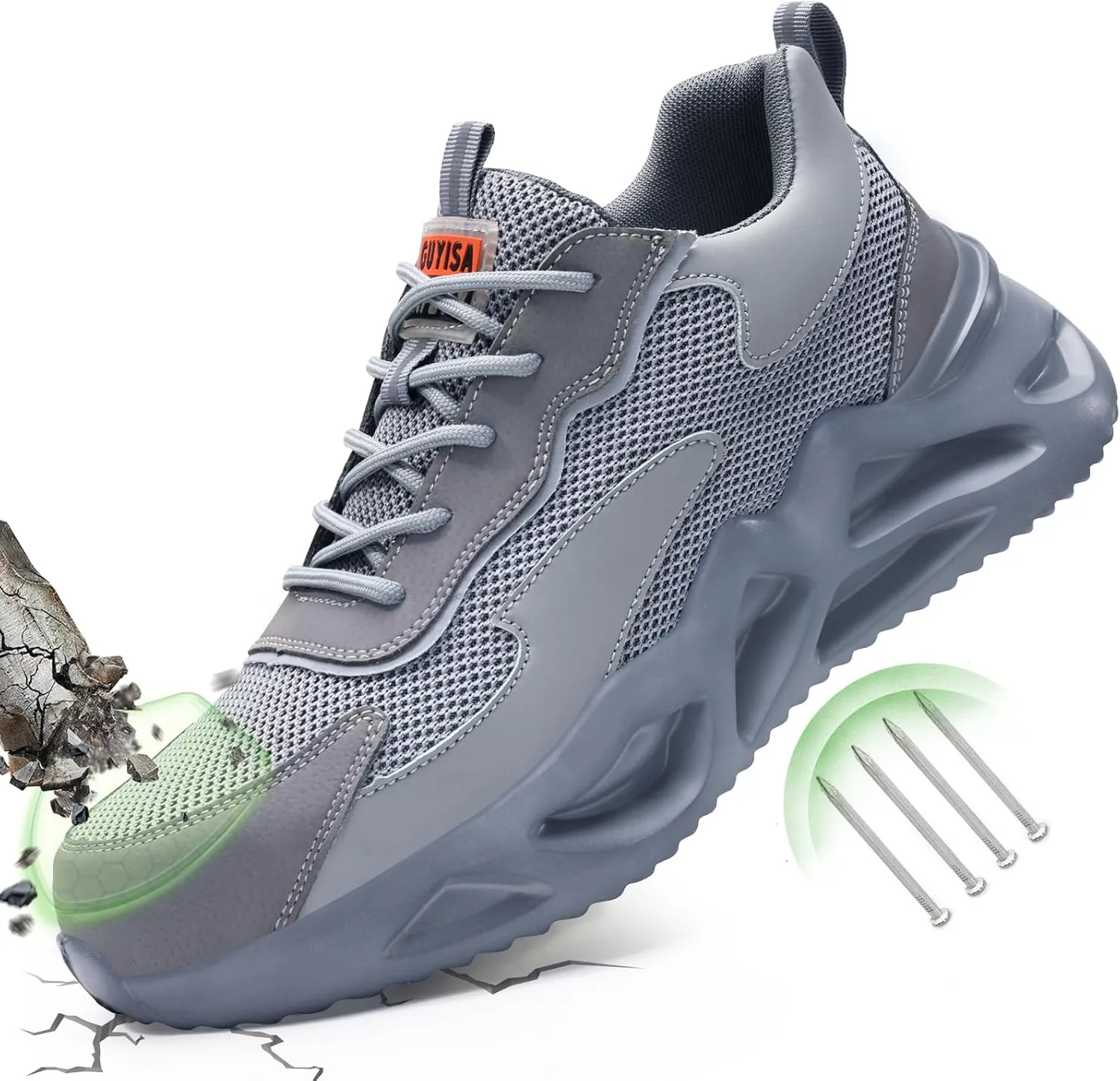 Steel Toe Shoes for Men Women Lightweight Work Shoes Comfortable Steel Toe Sneakers Indestructible Safety Sneakers Construction Tennis Shoe Smash Puncture Proof Unisex