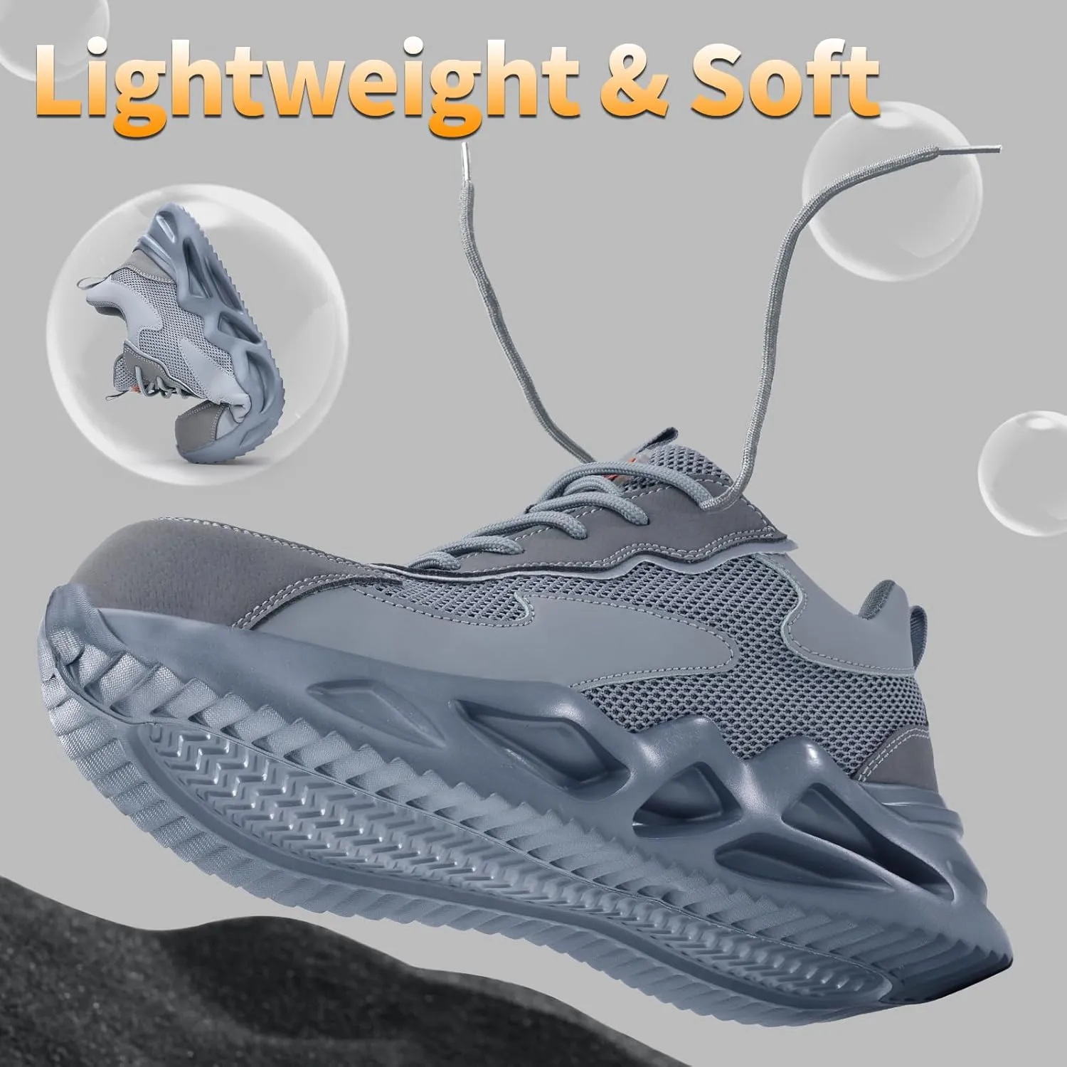 Steel Toe Shoes for Men Women Lightweight Work Shoes Comfortable Steel Toe Sneakers Indestructible Safety Sneakers Construction Tennis Shoe Smash Puncture Proof Unisex