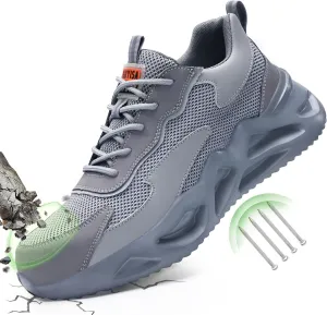 Steel Toe Shoes for Men Women Lightweight Work Shoes Comfortable Steel Toe Sneakers Indestructible Safety Sneakers Construction Tennis Shoe Smash Puncture Proof Unisex
