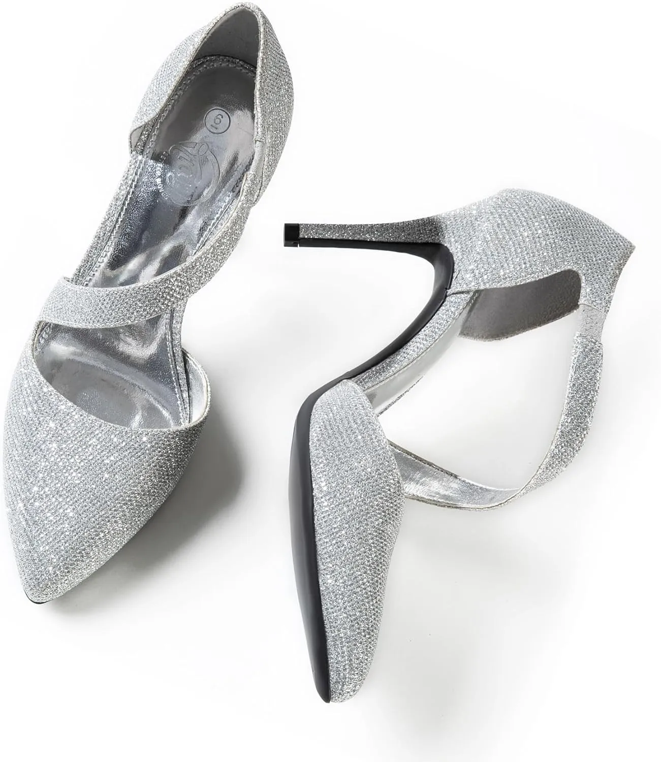 Trary Heels for Women Dress Closed Pointed Toe Heels Comfortable Stiletto High Heels Pumps Sexy Slip On D'Orsay Pumps with Cross Elastic Straps Work Wedding Party Shoes for Women