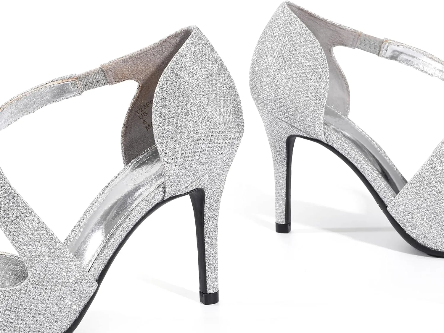 Trary Heels for Women Dress Closed Pointed Toe Heels Comfortable Stiletto High Heels Pumps Sexy Slip On D'Orsay Pumps with Cross Elastic Straps Work Wedding Party Shoes for Women