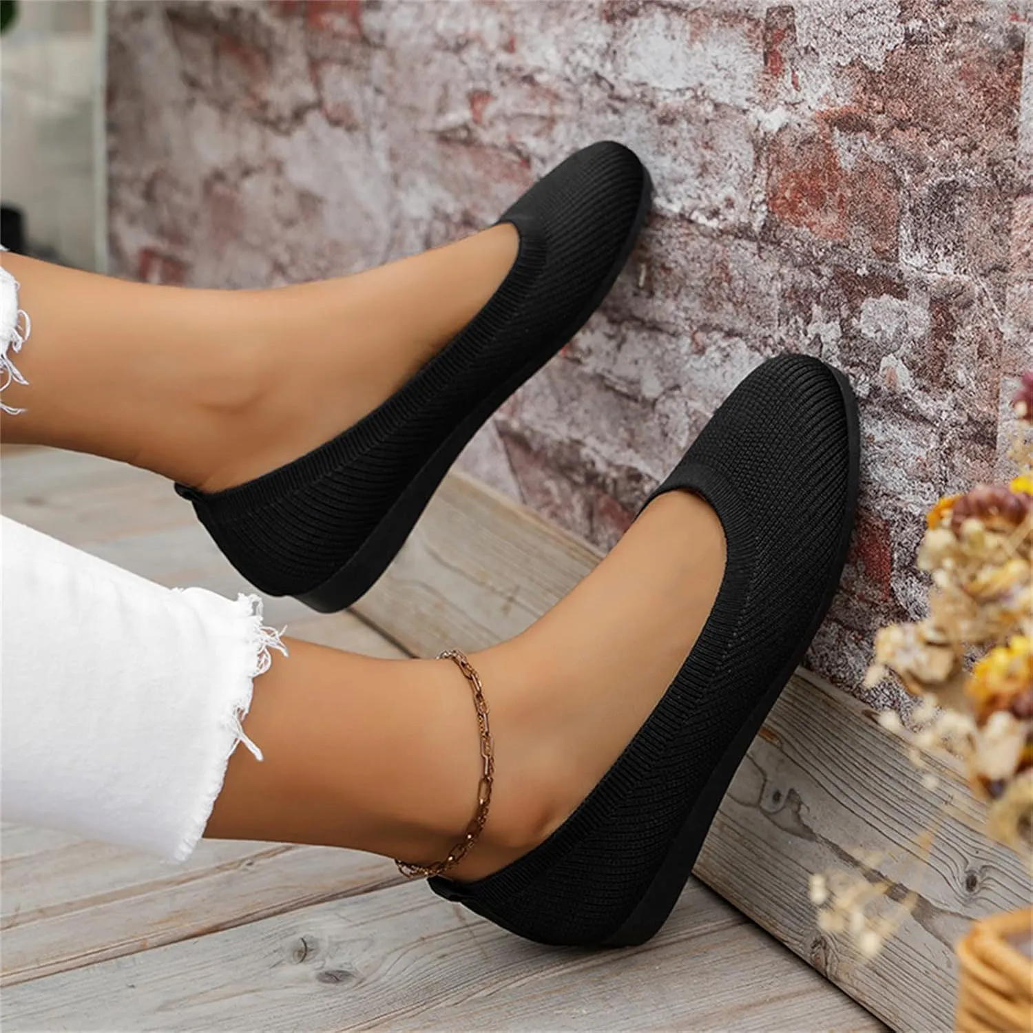 Women Flats Shoes Round Toe Comfortable Slip On Ballet Flats Ladies Walking Shoes for Dressy Casual Office Wedding