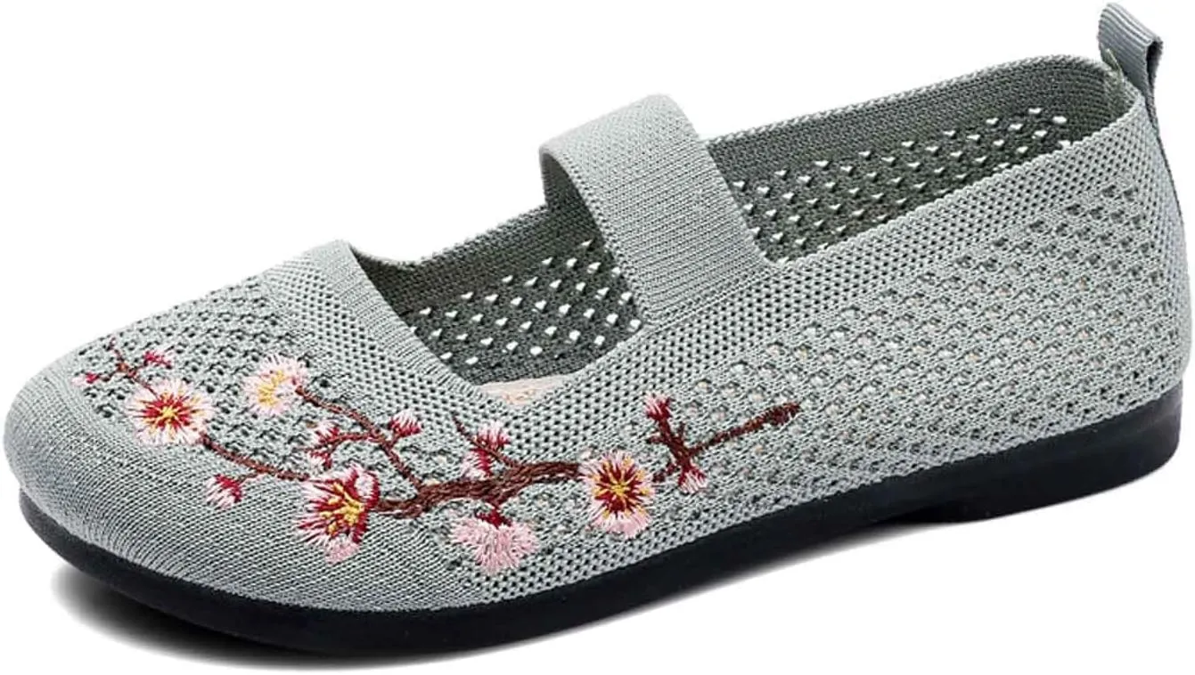 Women's Casual Shoes Embroidered Breathable Flat Comfortable Everyday Wear Versatile Design for Jeans and Relaxed Attire All Seasons